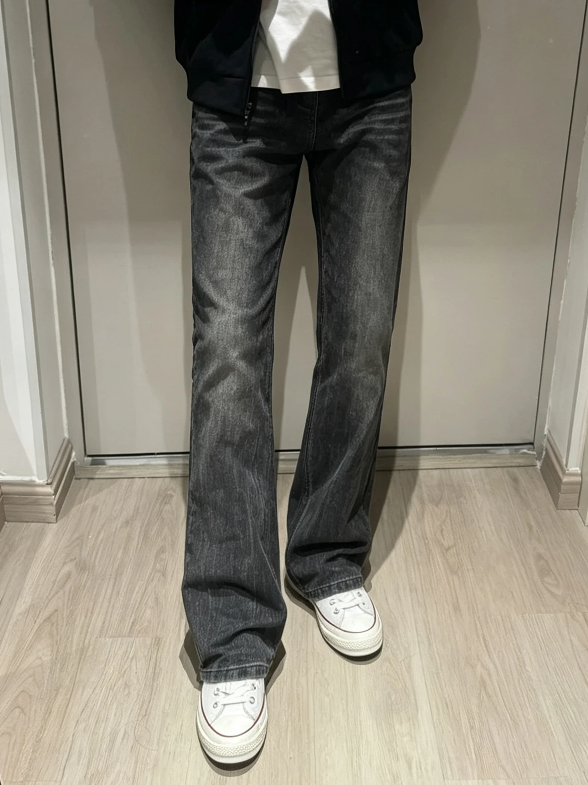 Calças Jeans de Cintura Alta com Corte Reto para Homens e Mulheres, Calças Bootcut Slimming, Estilo High Street, Design com B...