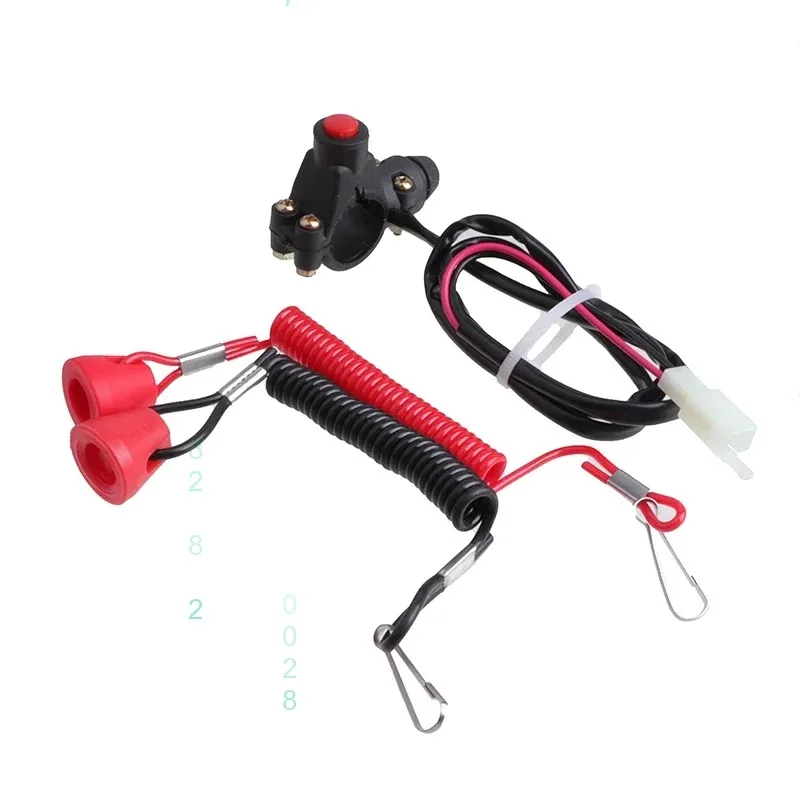 ATV Motorcycle Boat Emergency Kill Switch Tether Lanyard Engine Stop Button for Dirt Bike Quad Marine
