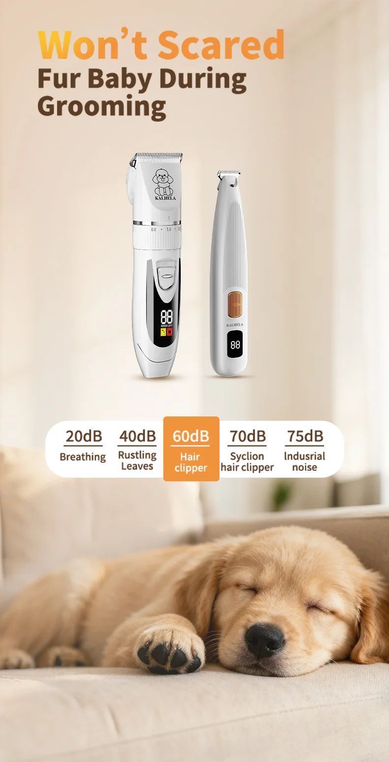 Wiederaufladbares Kabelloses Tierpflege-Set - Elektrisches Haarschneidegerät für Hunde und Katzen mit Hauptschneider und Digitalem Pfotentrimmer – Detail 2