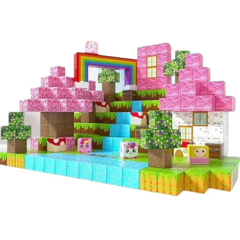STEM Sensoriale Montessori Cubi impilabili Set da costruzione Blocchi magnetici Cubo magnetico Set da miniera Giocattoli Regalo di compleanno