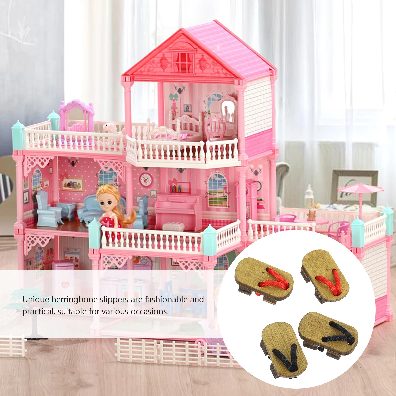 2Pairs قباقيب خشبية صغيرة مصغرة شبشب خشبي منزل صغير تسد صغير ديكور الحرفية العرض DIY بها بنفسك دمية المشهد