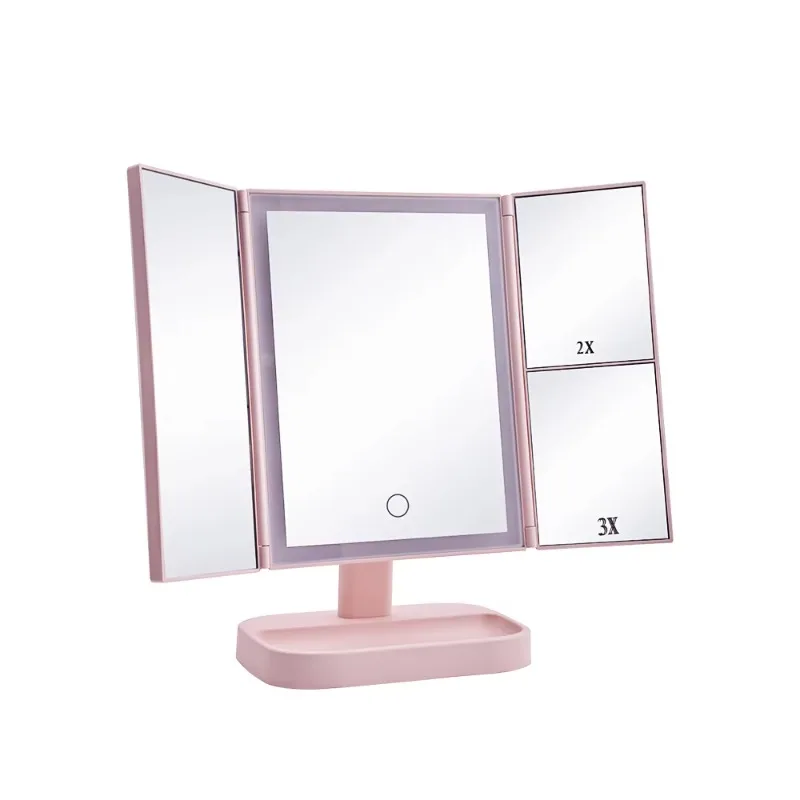

RechargeableDresser Makeup Mirror Light Emitting Diode Dimming Touch Screen Single Sided Vertical Foldable