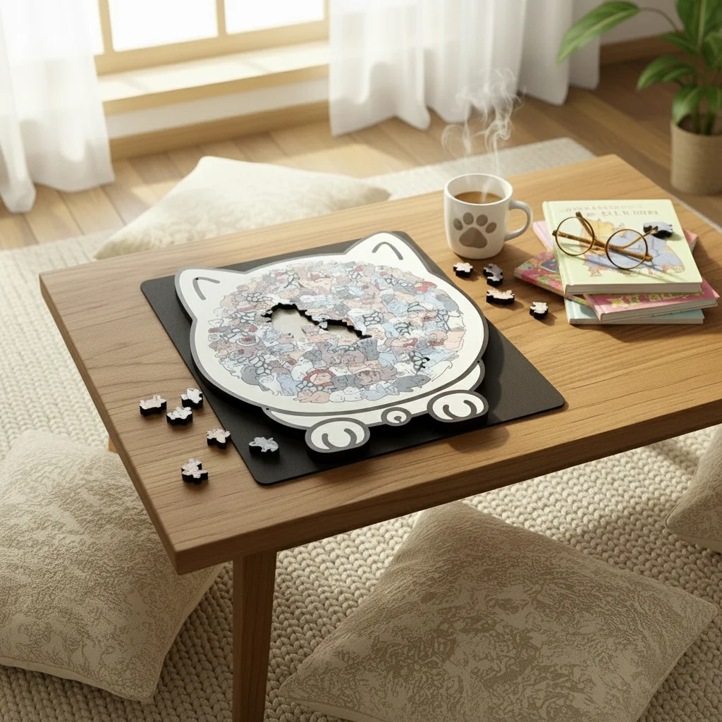 أحجية الصور المقطوعة الخشبية على شكل قطة، أحجية الصور المقطوعة على شكل حيوان فريد من نوعه، هدايا عيد الميلاد وعيد الميلاد لمحبي القطط، ديكورات المنزل #1