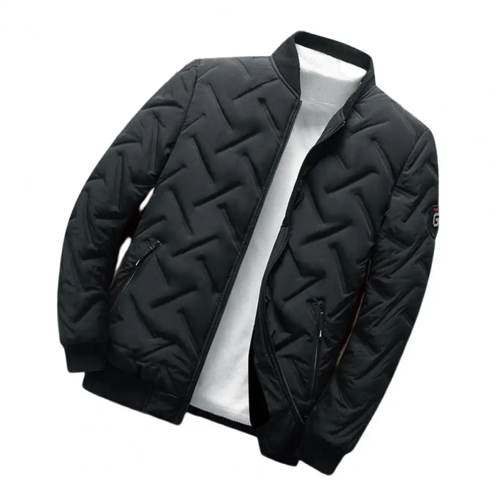 Trend ige Männer Jacke einfarbig wasch bar Männer Bomber Mantel flauschige Füllung Loose Fit Mantel