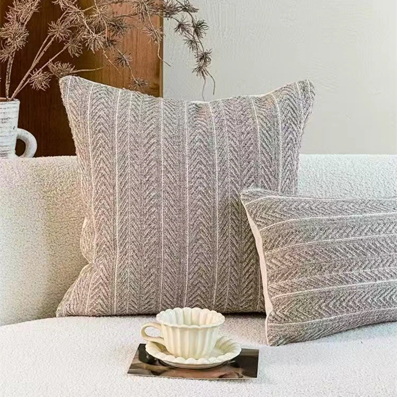 Fashion Ivory Small Dots Waist Pillow Case Woven Jacquard Texture Lumbar Living Cushion Cover Sell by Piece 12x20', Set of 1 Pc