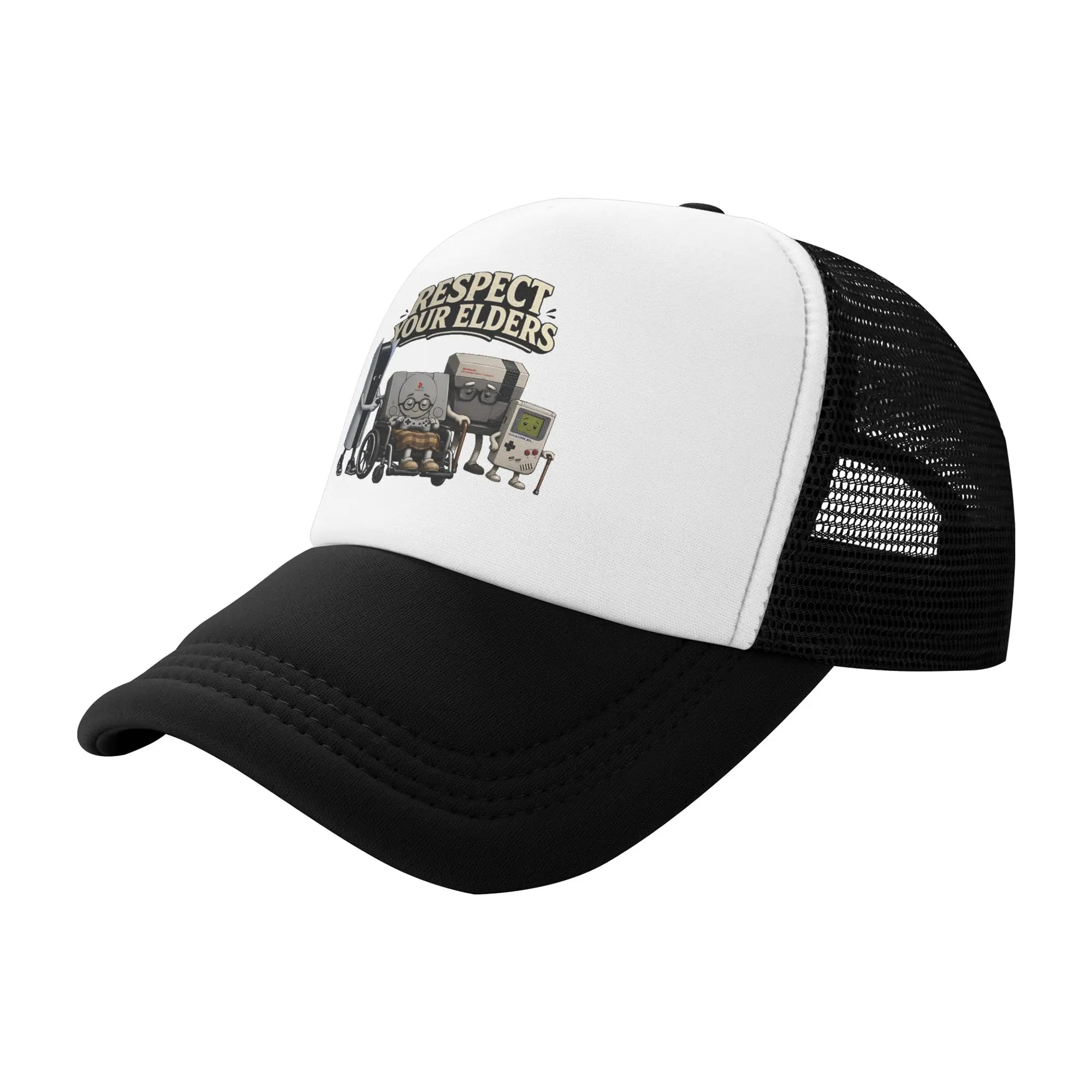 Respect Your Elders Console  Trucker Cap Adult  Dad Hat Trucker Worker Cap Fishing Hat Breathable Mesh Baseball Caps Summer