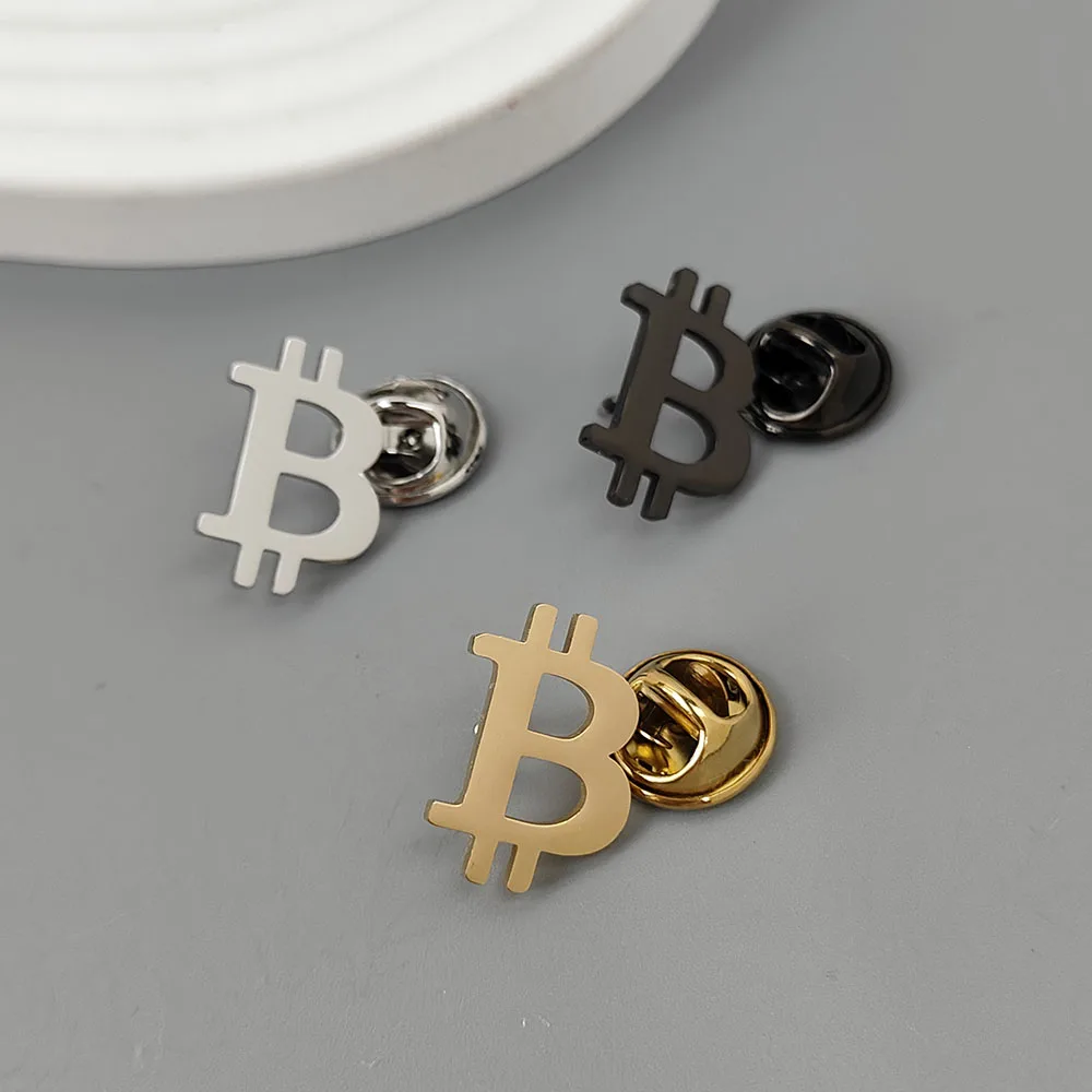 بروش مطلي بالذهب من الفولاذ المقاوم للصدأ حرف B الثروة بيتكوين، دبوس طية صدر السترة للرجال باللون الأسود، إكسسوارات البدلة، هدية الزوج #1
