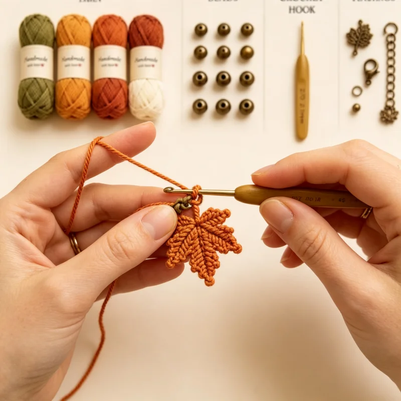 DIY Crochet Bracelet Making Kit Maple Leaf Style Hand Knit Cord Craft Material Pack Handmade Gift for Adult Craft Lovers