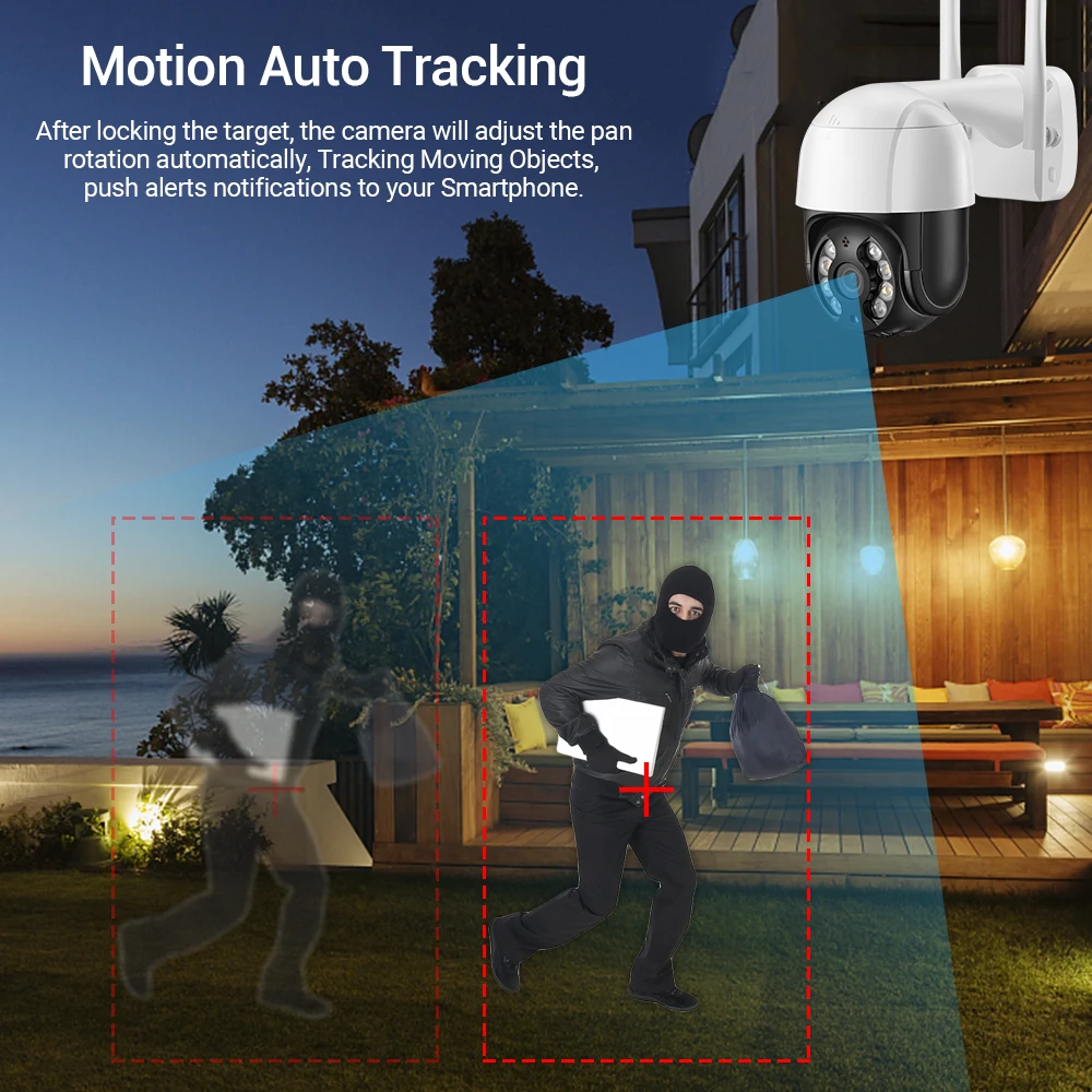 HAMROL 5MP WIFI PTZ IP Cameras Two Way Audio Color Night Vision XMeye Home CCTV Camera 4CH Wireless WIFI System Camera Kit