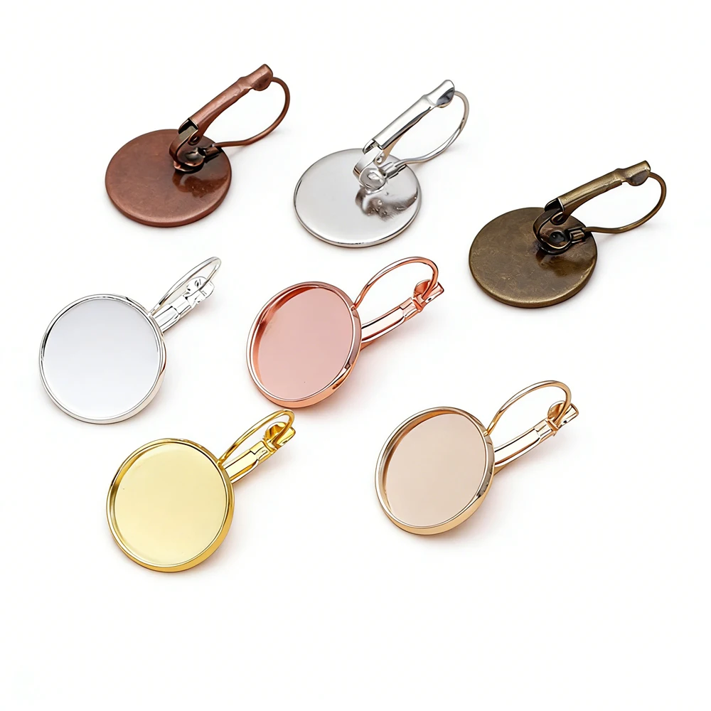

100pcs/lot charm 10mm-20mm Silver bronze Plated Pad French Earing Blank studs Tray Base NICKEL Lead FREE DIY jewelry