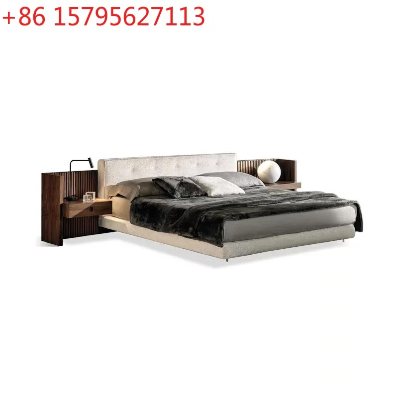 Italian minimalist cotton and linen fabric master bedroom bed wide bed screen bed