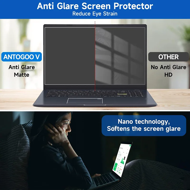 Paquete de 2 protectores de pantalla para computadora portátil, protección ocular antiluz azul, pantalla antiarañazos y antideslumbrante, para portátiles de 11-17,3 pulgadas 16:9