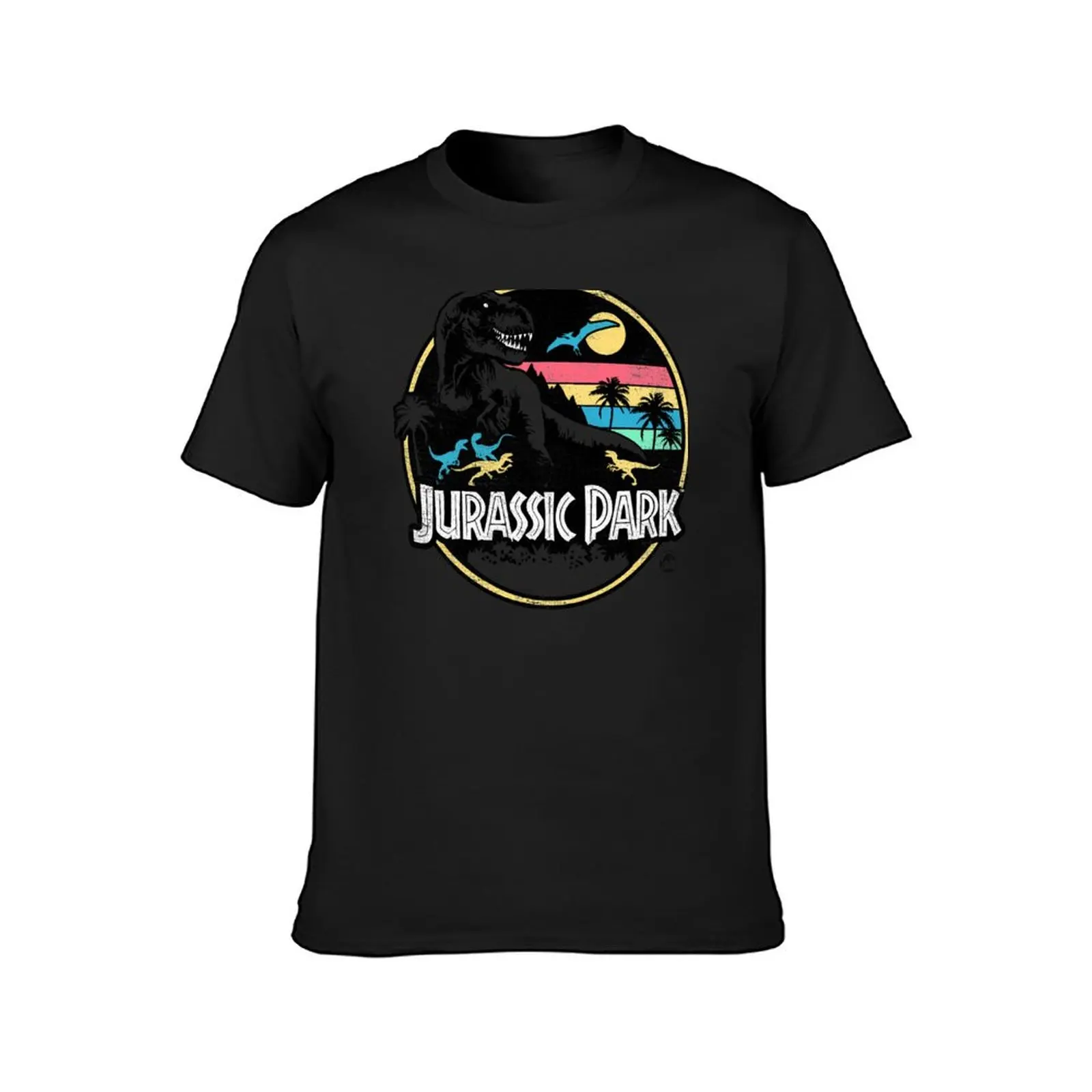 Jurassic Park Retro Distressed Portrait T-Shirt anime vintage clothes blacks summer clothes black t-shirts for men