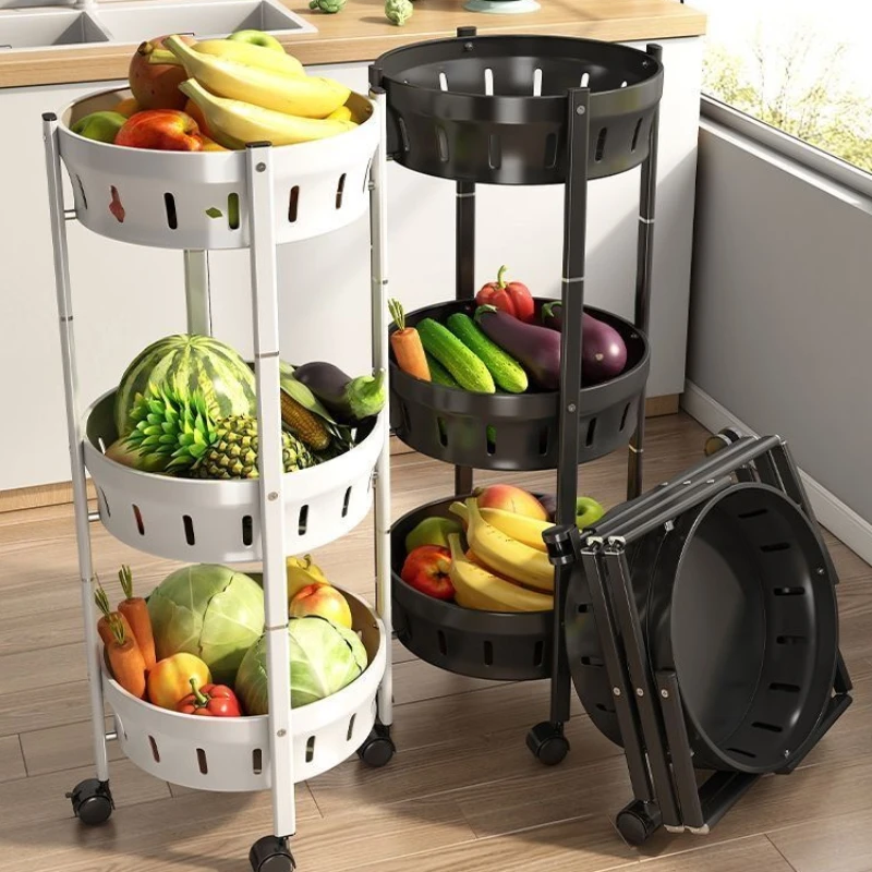 

Free Installation Kitchen Shelf Multi-layer Storage Shelves for Fruits Vegetables Living Room Snacks Mobile Kitchen Cart