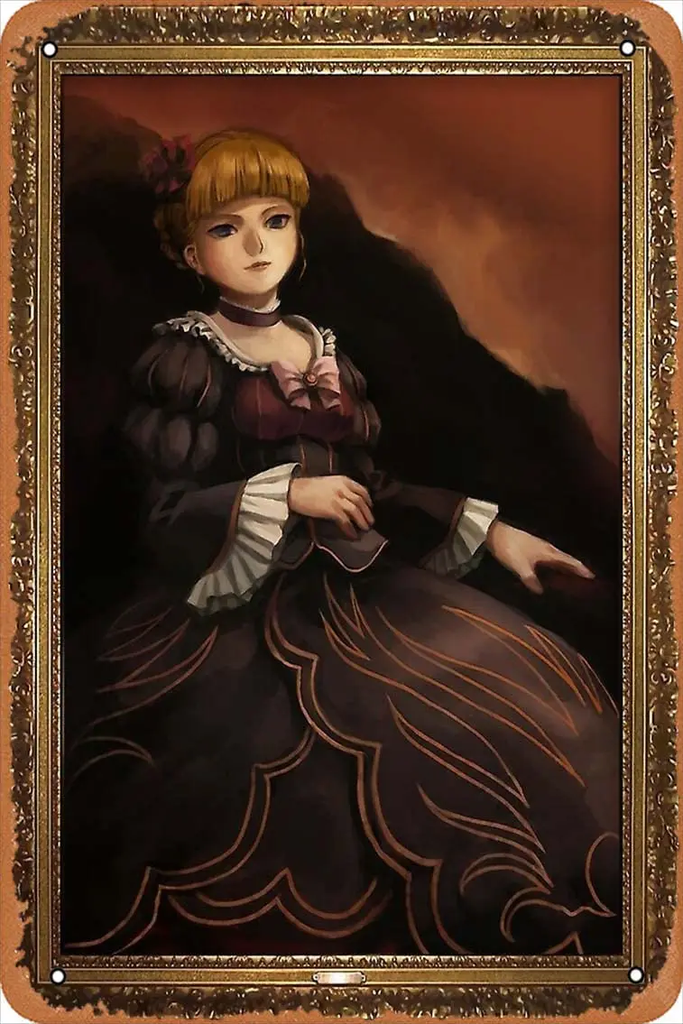 Umineko When They Cry - Beatrice Portrait Framed Art Print Metal Sign Retro Home Decorative Vintage Tin Sign 12 x 8 Inch