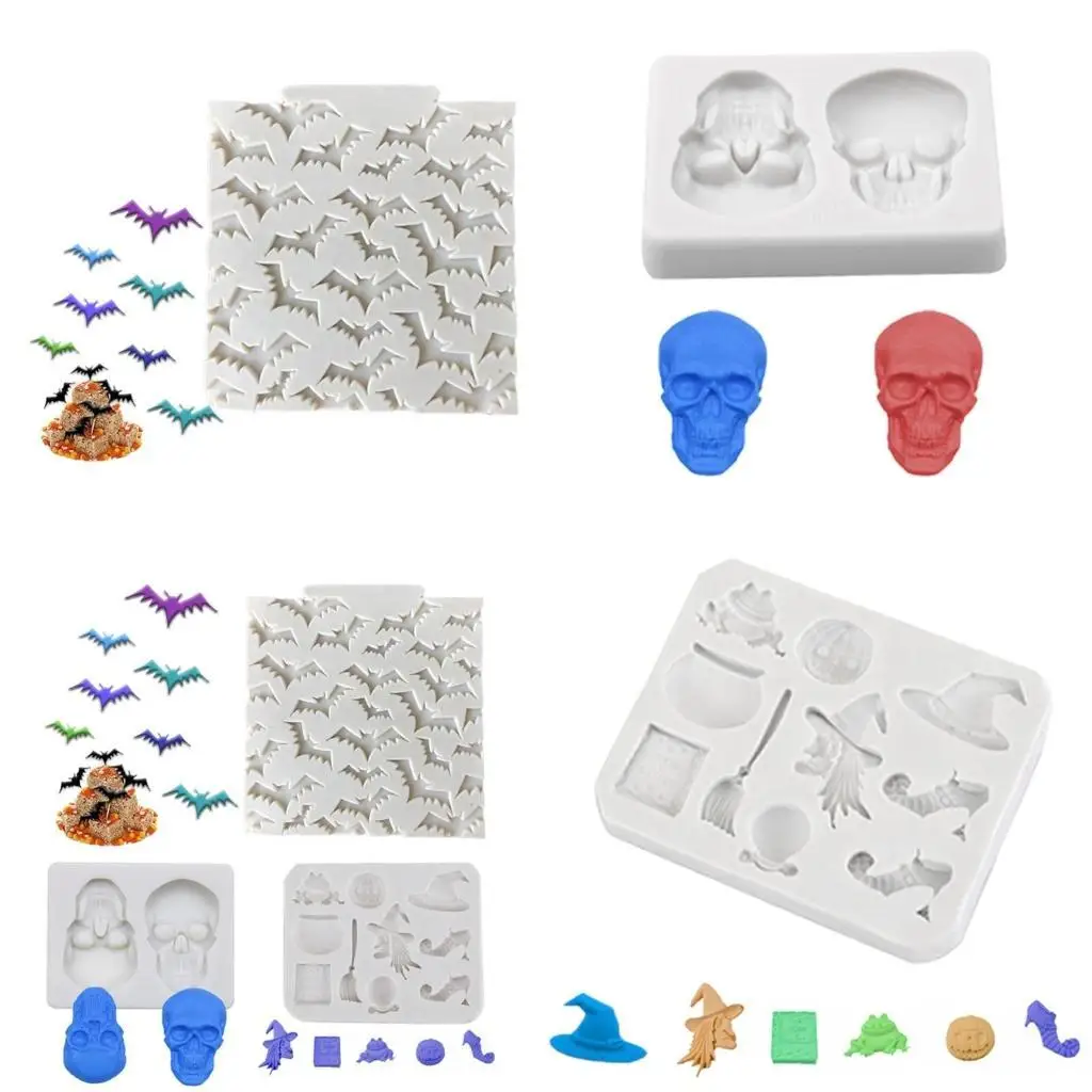 

E8BD Bat Silicone Mold Halloween Cake Cupcake Fondant Mold Cake Decorating Tools Candy Chocolate Gumpaste Moulds DIY Craft