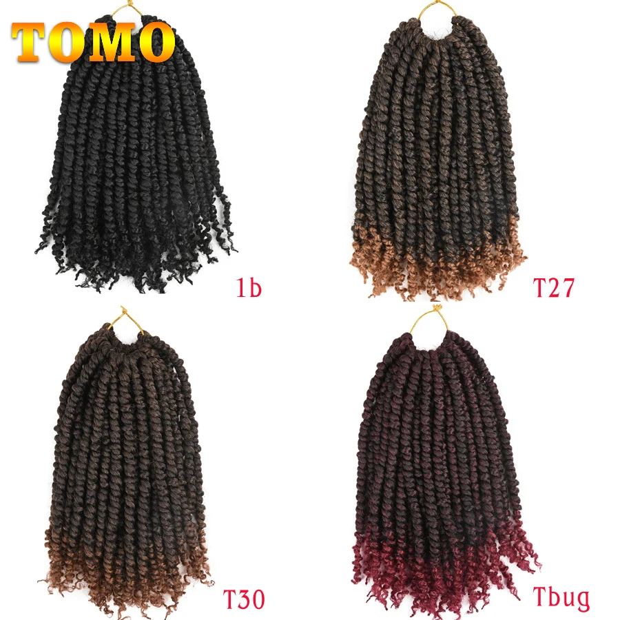 TOMO Passion rambut Crochet 12 18 24 "pre-looped sintetis kepang Crochet Ombre Bohemian ekstensi rambut kepang untuk wanita