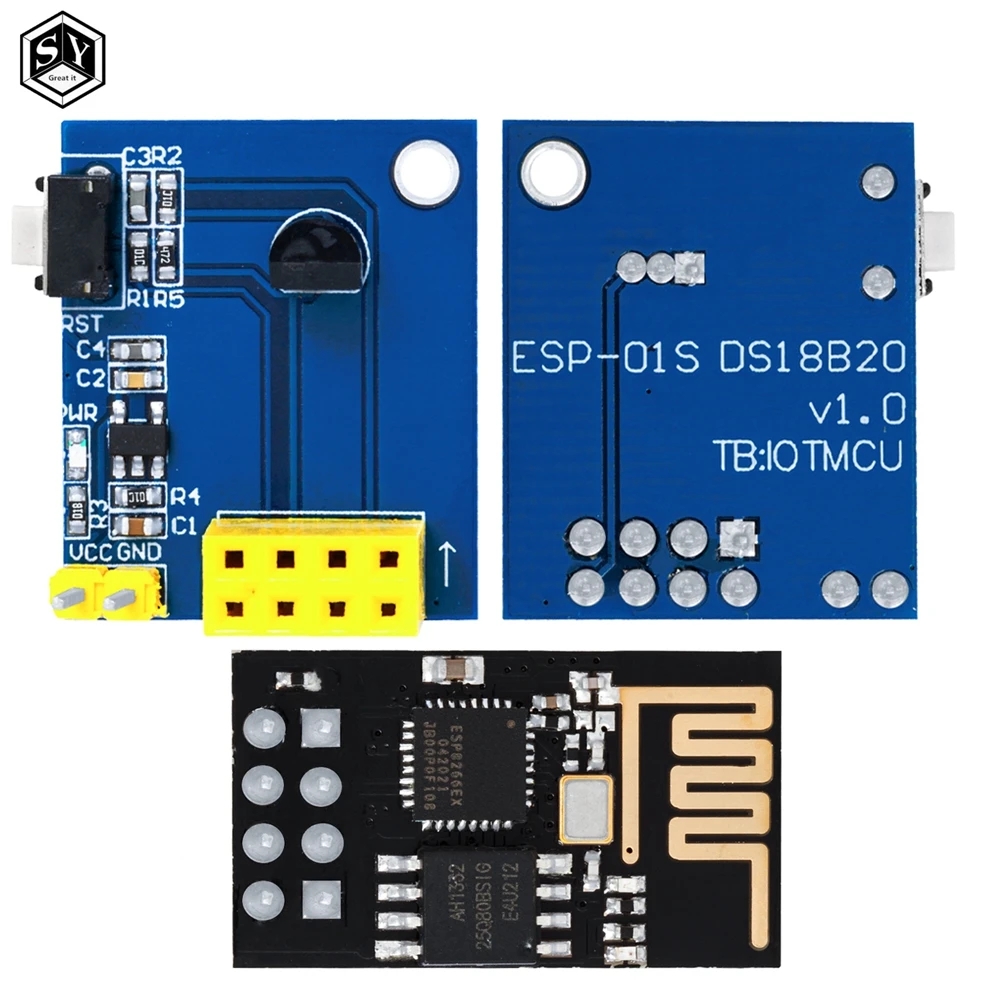 ESP8266 ESP-01 ESP-01S DS18B20 Temperature Humidity Sensor Module esp8266 Wifi NodeMCU Smart Home DIY Kit (with ESP01)