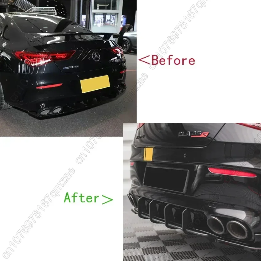 For Mercedes Benz CLA Class C118 CLA35 CLA45 AMG 2020-2021 ABS Black Rear Bumper Diffuser Spoiler Splitter Lip Canard Body Kit