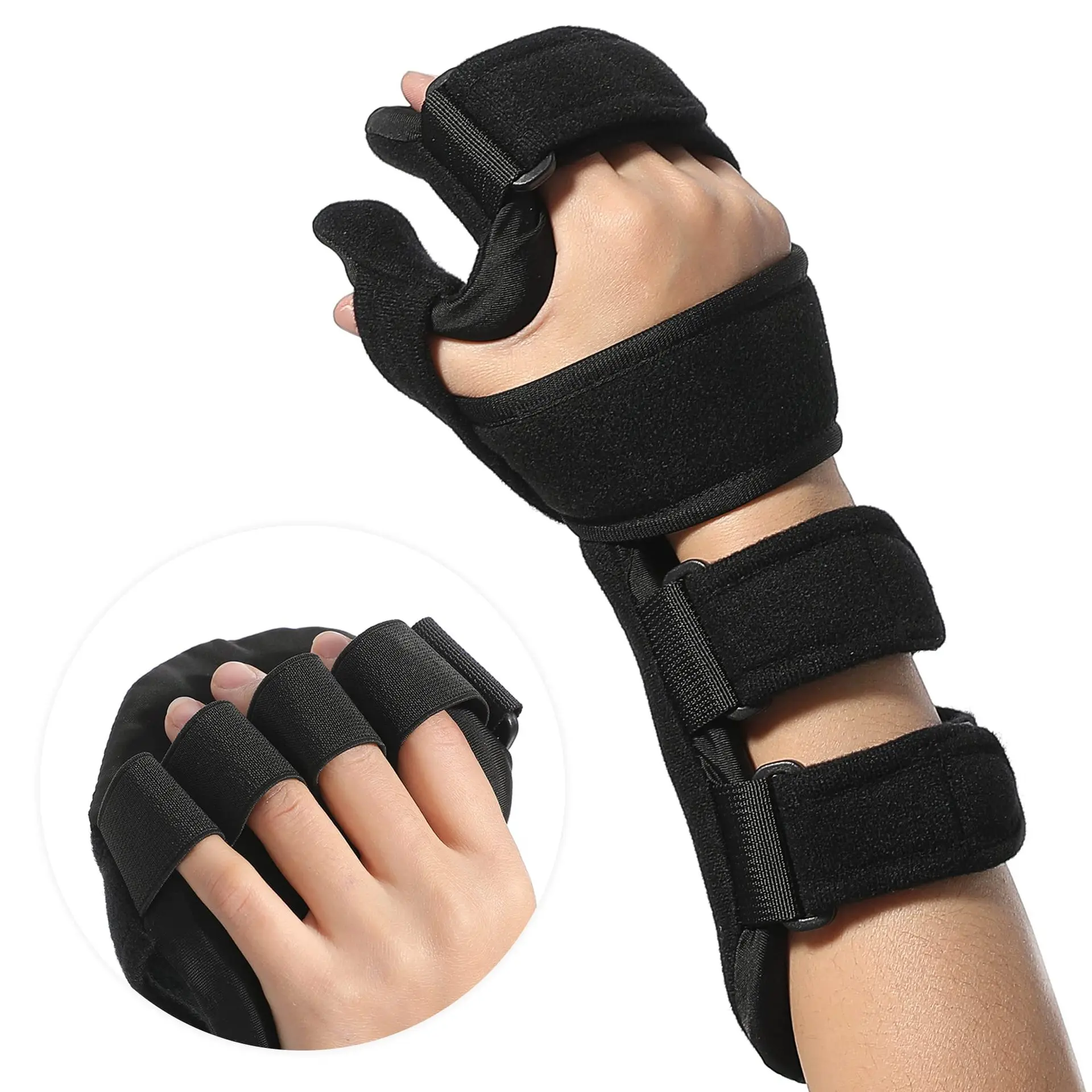 Adjustable Post-Stroke Hand Brace - Night Splint with Finger Support, Breathable Orthopedic Wrist Rest for Daily Comfort