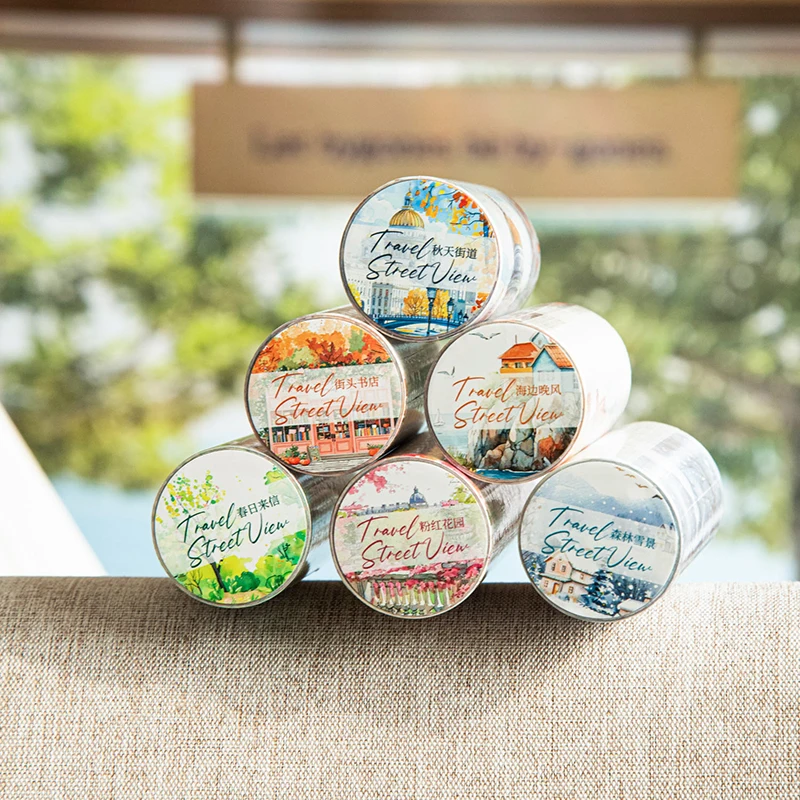Large Size Tape Journey Nature Beauty Street Scape Tape Scrapbook DIY Hand Account Mobile Phone Case Notebook Decoration