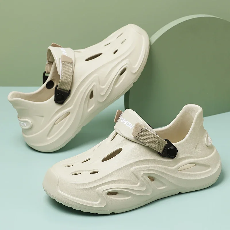 ملابس خارجية صيفية للرجال، نعل سميك، غير قابل للانزلاق، صنادل شاطئ مقاومة للاهتراء للرجال