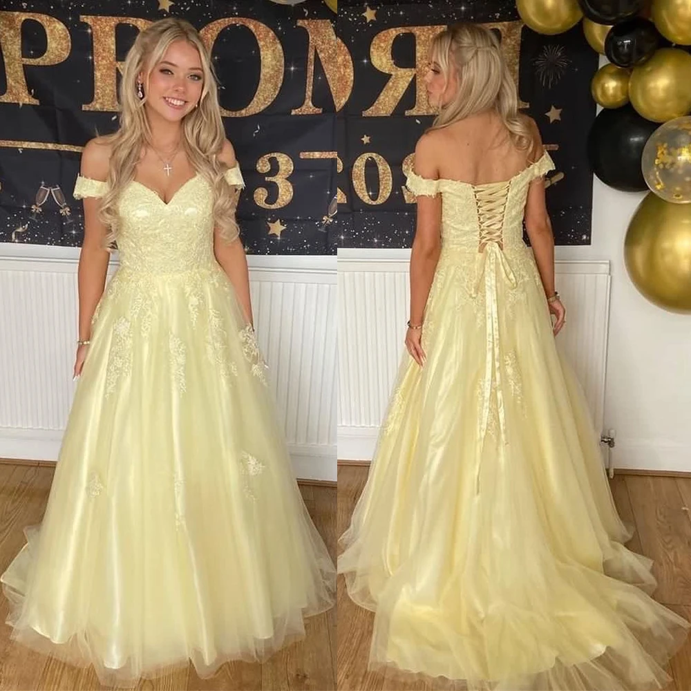 Yipeisha Ballkleid einfache hochwertige schulter freie A-Linie Abendkleider Band besatz Organza Custom Kleid mit offenem Rücken