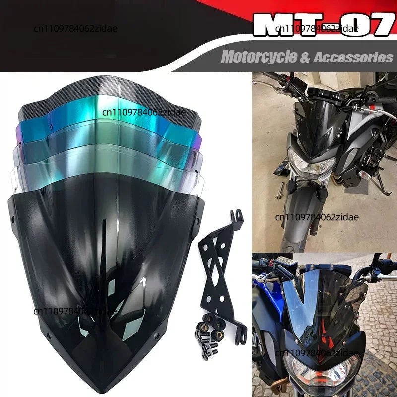 For Motorcycle Front Windshield Windscreen Wind Deflector for Yamaha MT-07 FZ-07 MT07 2014-2020