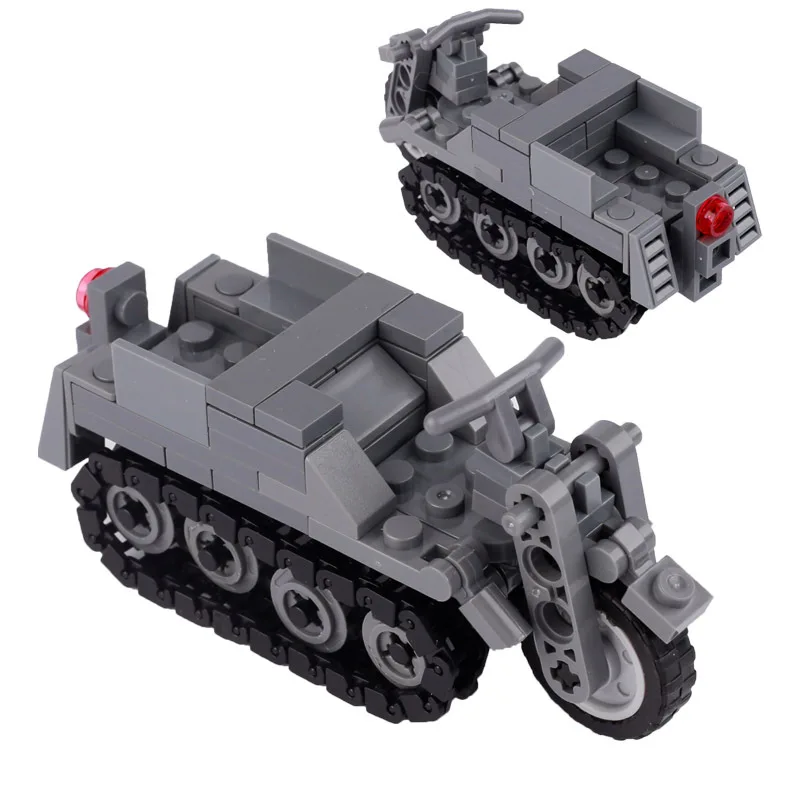 World War II German Military Figure Soldier SDKFZ.2 Half track Motorcycle Tank Carrier MOC Bricks Army Kids Boy Toys Gifts