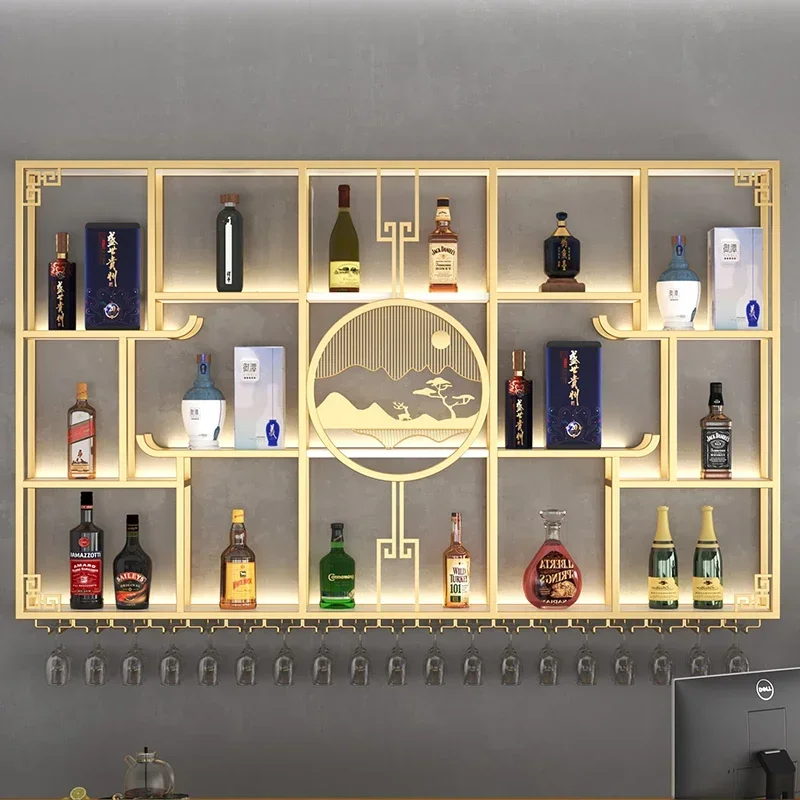 

Bar Cabinet Accessories Outdoor Wall Shelves Hanging Display Wine Refrigerator Drinks Whiskey Vitrinas Room Liquor Bar Furniture