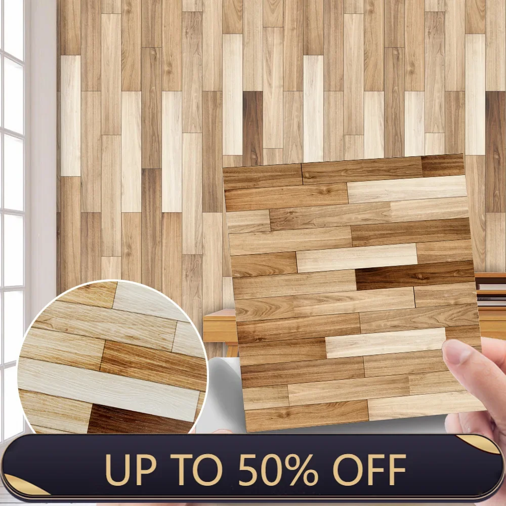 Imitation wood grain texture tiles pasted antique self-adhesive tiles pasted retro wall stickers can be removed