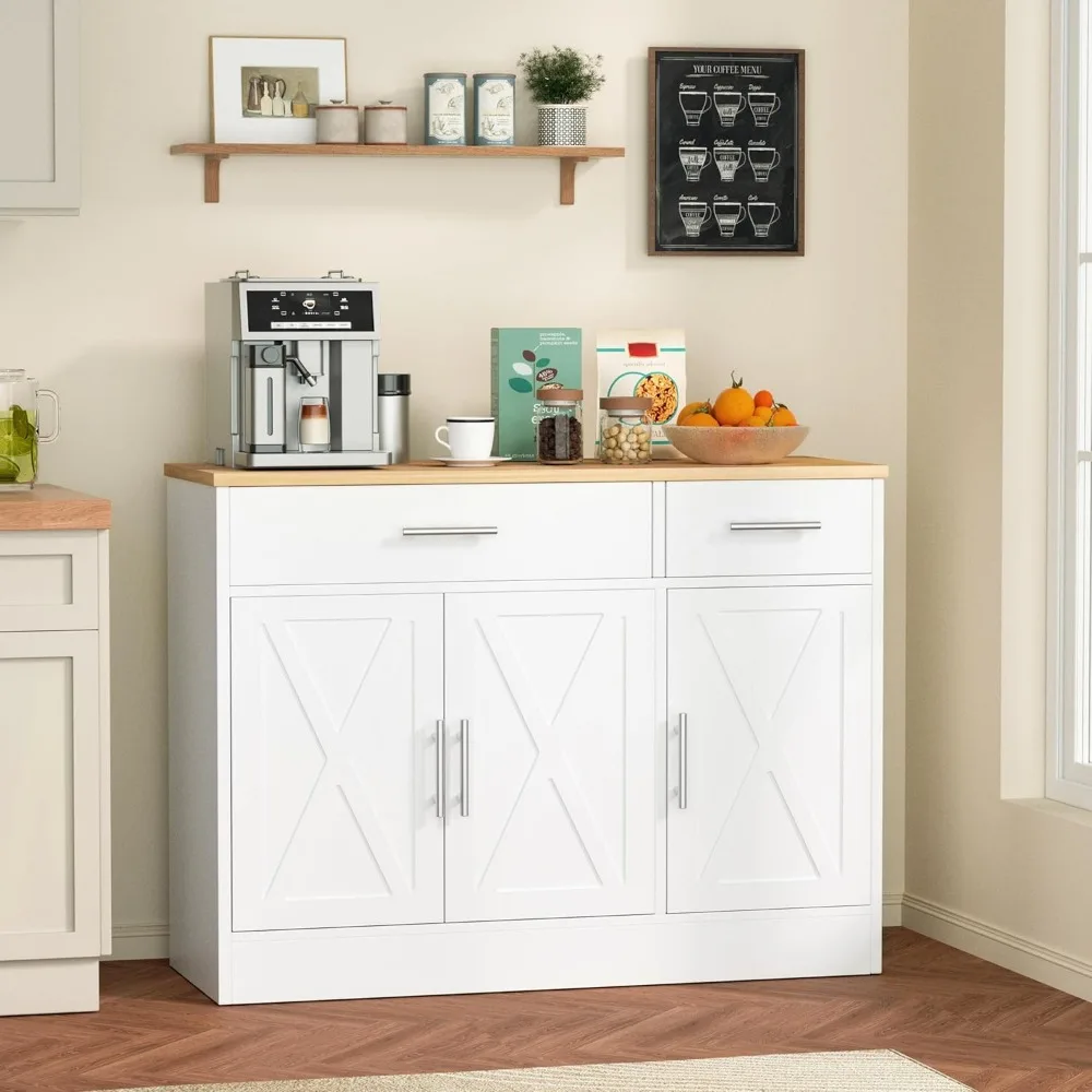 Credenza rustica a 41 ante in stile fienile con contenitore regolabile per caffè e buffet