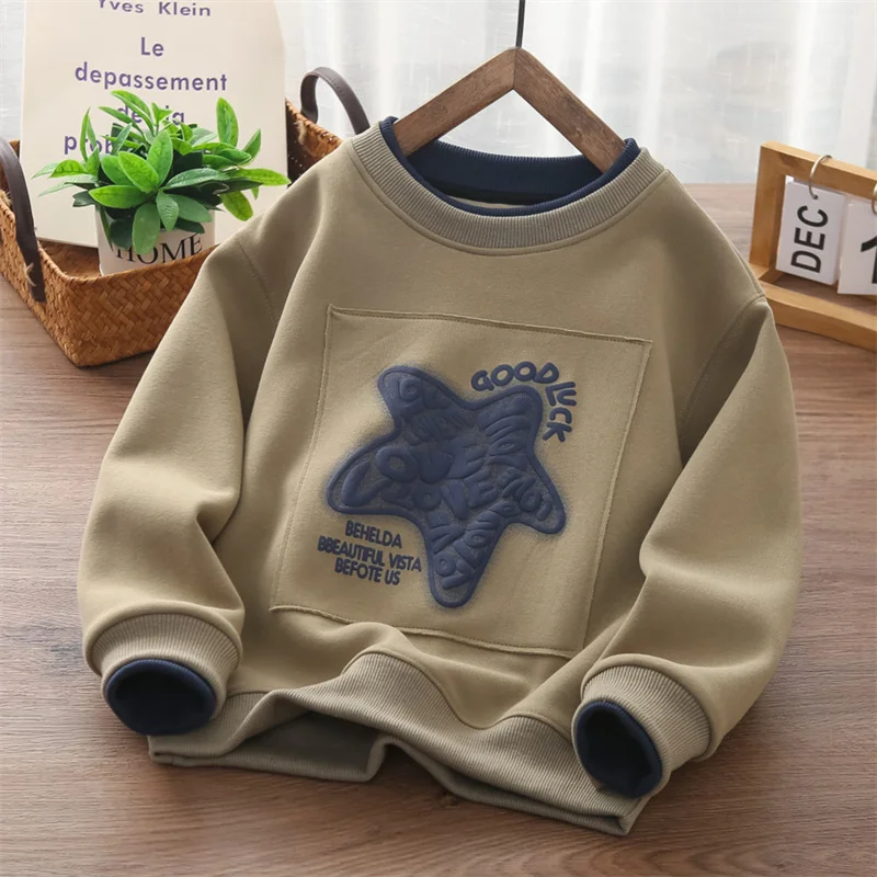 Boys Hoodies Sweatshirts Cotton Tops Outwear 2024 Stars Spring Autumn Kids Christmas Gift Sport Children's Clothing