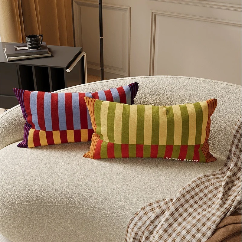 

Bauhaus Stripes Pillow Long Bolster Cushion for Bed Sofa Back Support Nap Pillow Dutch Velvet Pillowcase Cover for Home Decor