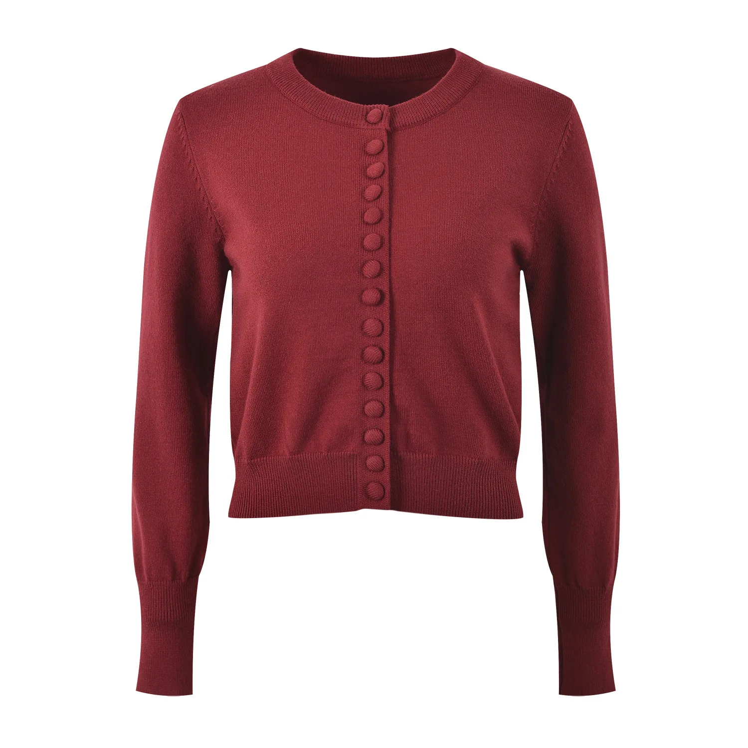 الراقية الأوروبية Sle الحلو الوردي لطيف الفول زر جولة Ne Long Sve سترة مشغولة من الصوف معطف مكافحة الشيخوخة ort طول