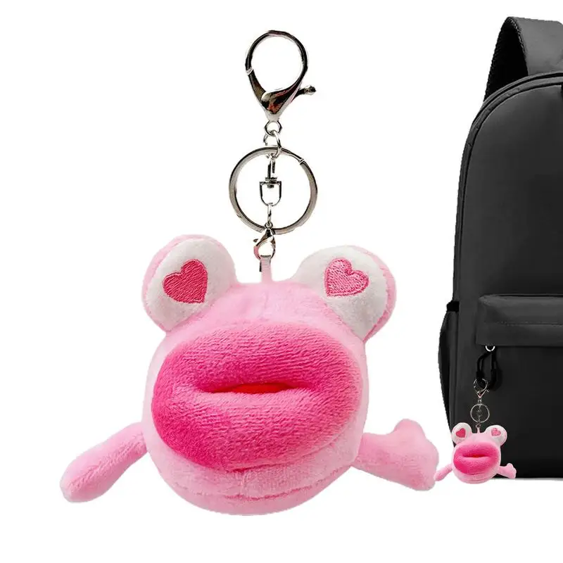 Boca grande Sapo Plush Chaveiro Pingente para Mulheres, Chaves Recheadas Titular Organizador, Ornamentos para Saco Escolar