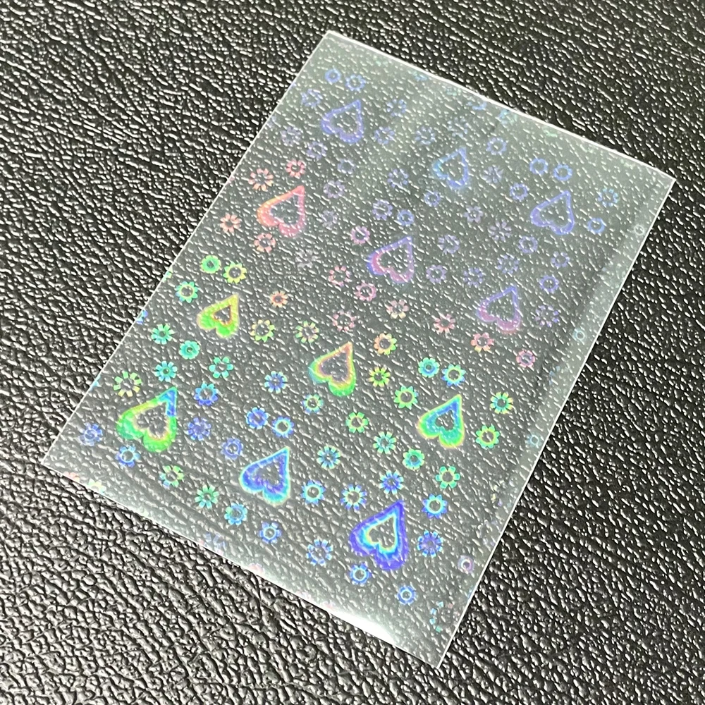 100pcs Board Game TCG Card Sleeves Sweet Heart Foil Transparent Laser Clear YGO PKM Photo Protector Trading Cards Shield Cover