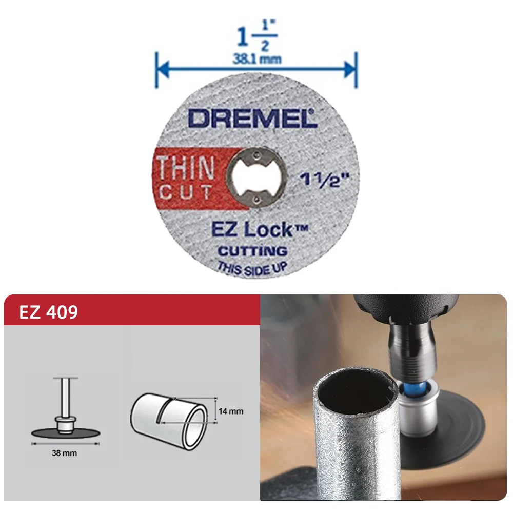 11Pcs Dremel EZ728-01 EZ Lock Rotary Tool Cutting Disc Accessory Kit Grinding Wheel for Metal Wood Glass Plastic Cut Off Polish