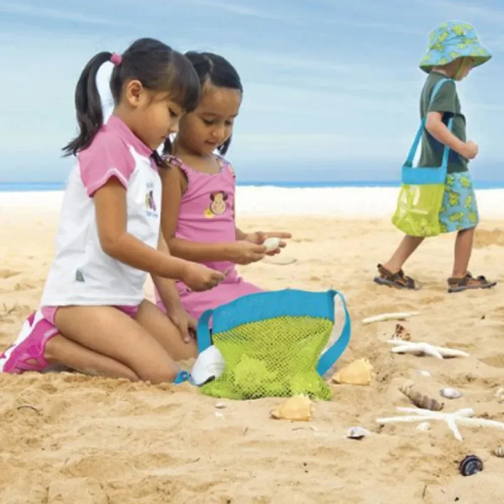 Bolsa de playa al aire libre para niños, bolsa de natación de malla plegable, cestas de juguetes de playa, bolsa de almacenamiento para niños, bolsas impermeables de natación al aire libre