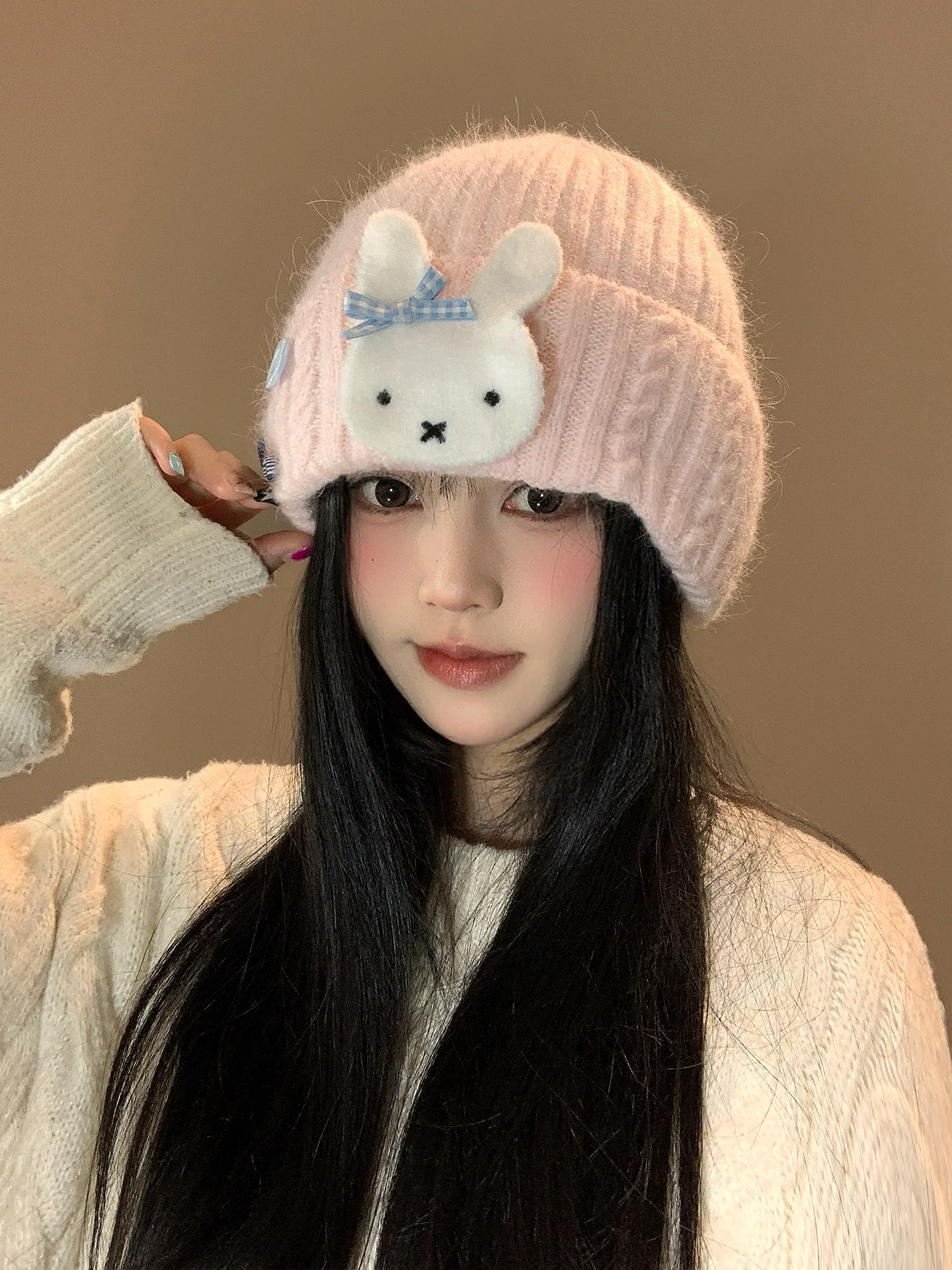 doce-malha-rosa-la-coelho-chapeu-feminino-outono-inverno-quente-grande-cabeca-tamanho-a-prova-de-frio-rosto-emagrecimento-facionable-bone