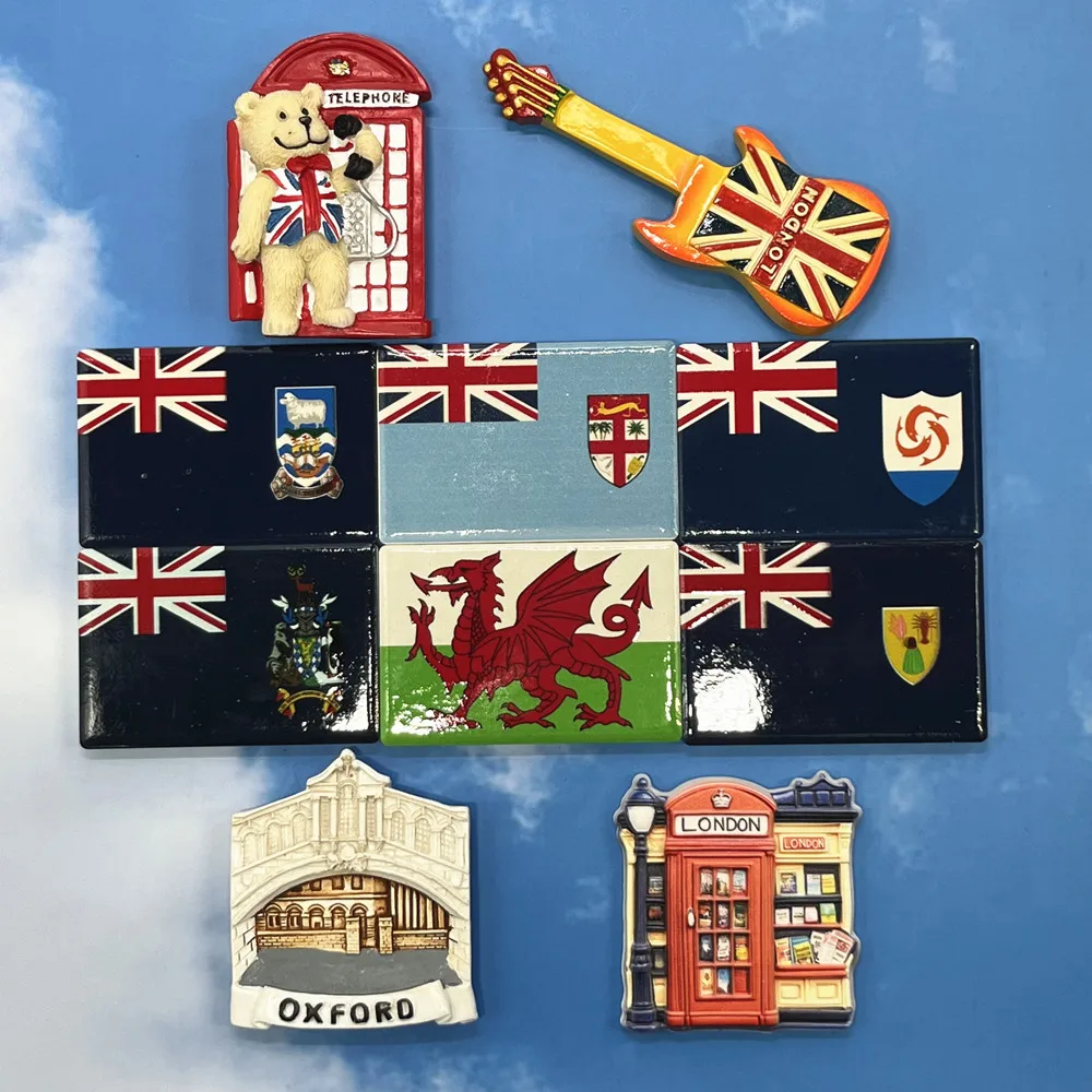 UK Red Telephone Box & Union Jack 3D Fridge Magnet, Resin British Souvenir, Gift & Collectible