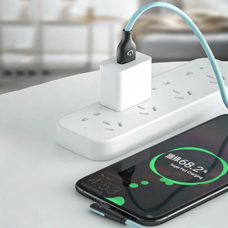 90 Degree Elbow USB A to Type C Silicone Charging Cable 0.25M 1M Soft Anti-break Data Cord For Mobile ，Micro USB 0.3m Cable - view 2