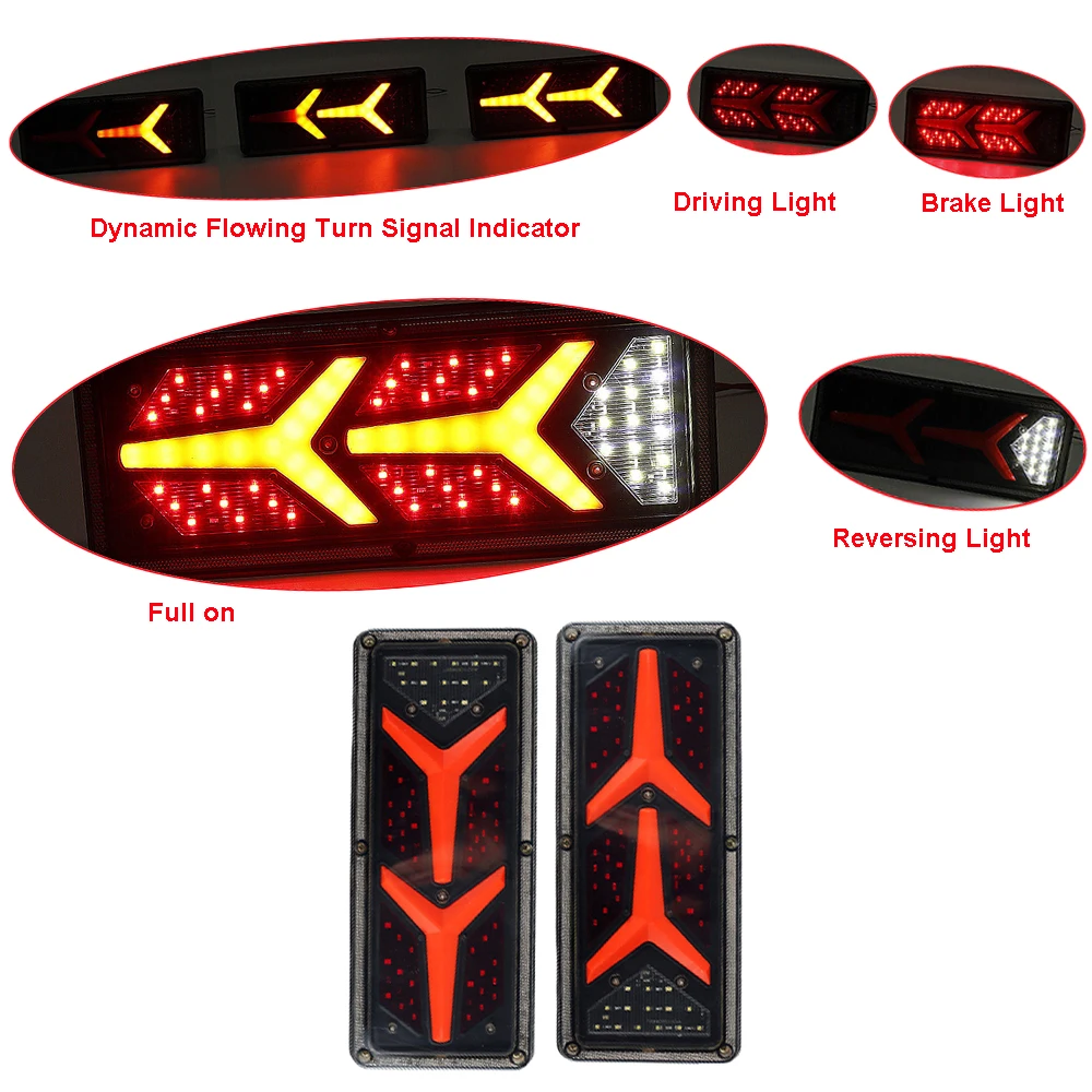 2x 33CM 76LED Car Truck LED Tail Light Turn Signal Trailer Lights Rear Tail Lights Indicator Stop Light 24V Car Accessories