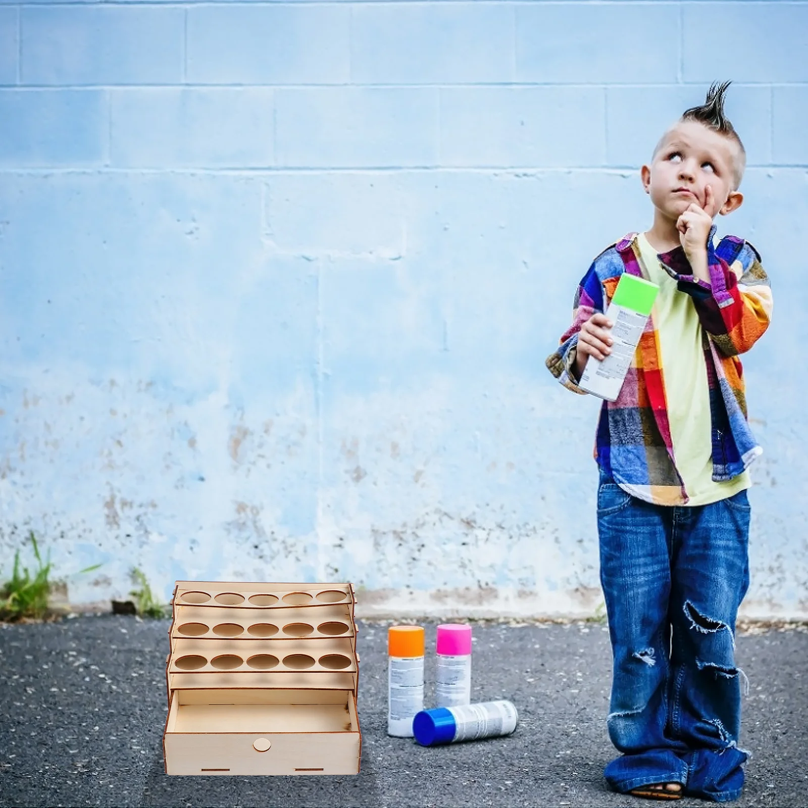 

Wooden Paint Rack 15 Bottle Holes Smooth Natural Wood Lightweight Sturdy For Oil Acrylic Paint Tube Organizer Artist Tool