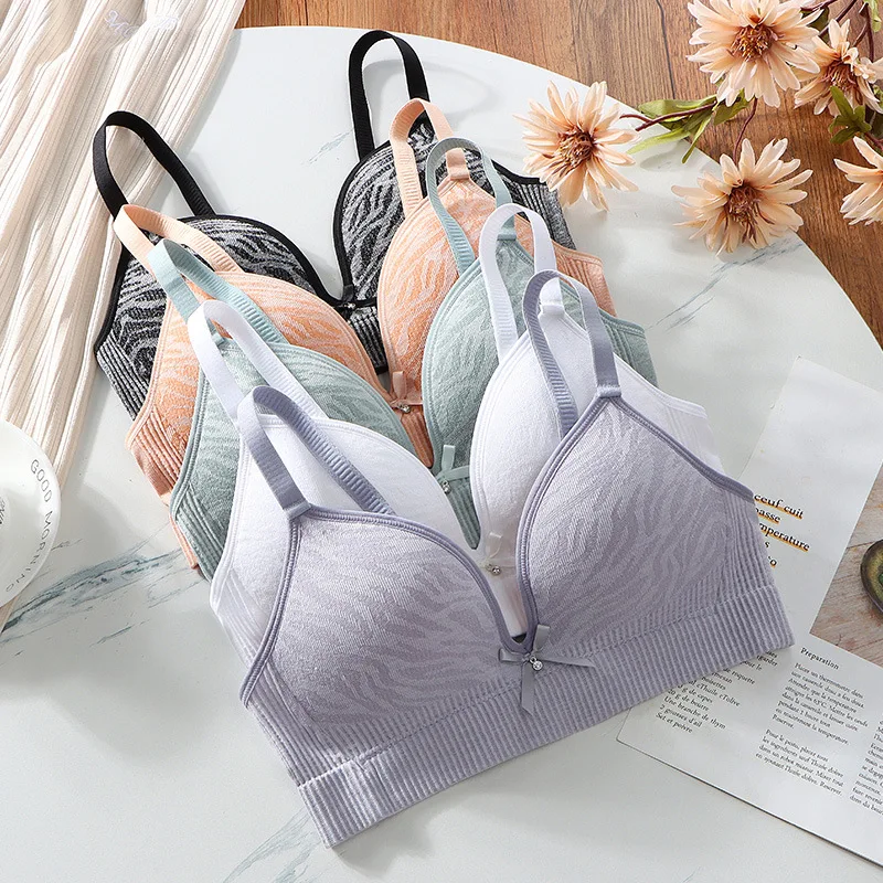 New Spring Summer Thin Girls Bra Student Underwear No Steel Ring Soft And Comfortable Adjustment Triangle Cup Girl Bra