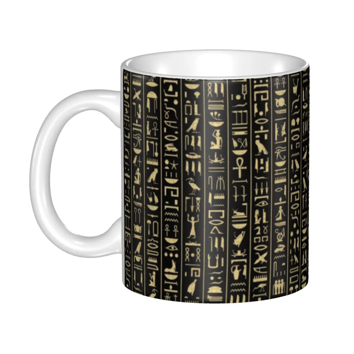 

DIY Black Gold Hieroglyphics Ceramic Mug Custom Ancient Egypt Culture Coffee Cups Creative Gift