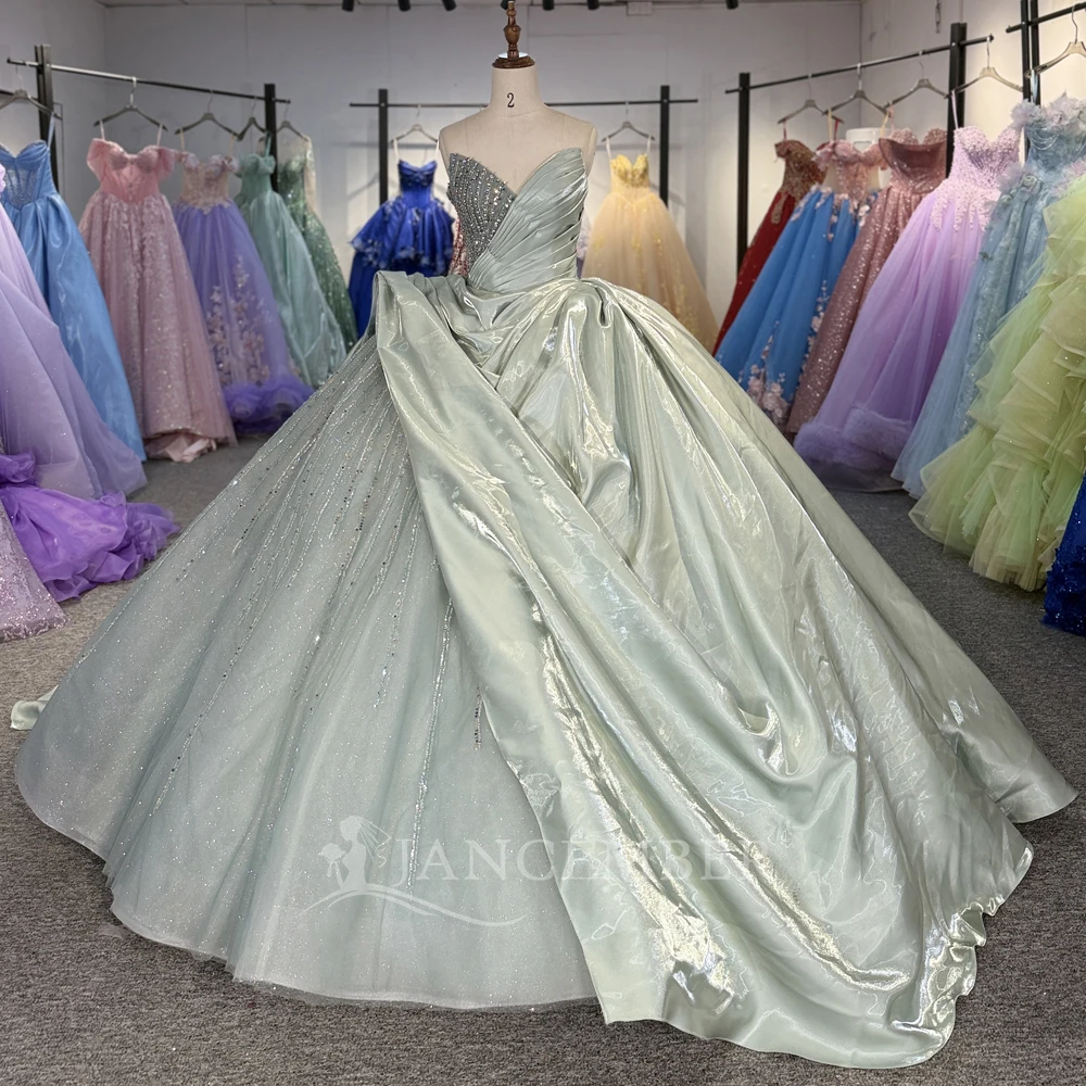 

Customized Ball Gown Quinceanera Dresse Crystal Bead Princess Strapless Sparkling Diamond Gown vestidos de 15 quinceañeras