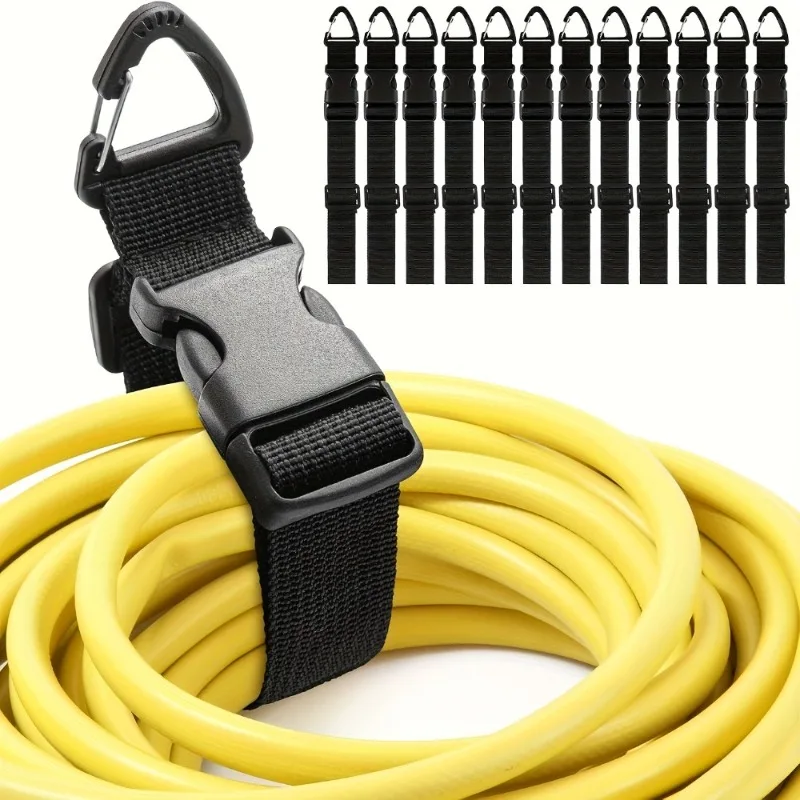 Heavy-Duty Adjustable Extension Cord Organizers - Black Durable Polypropylene Storage Straps for Workshop