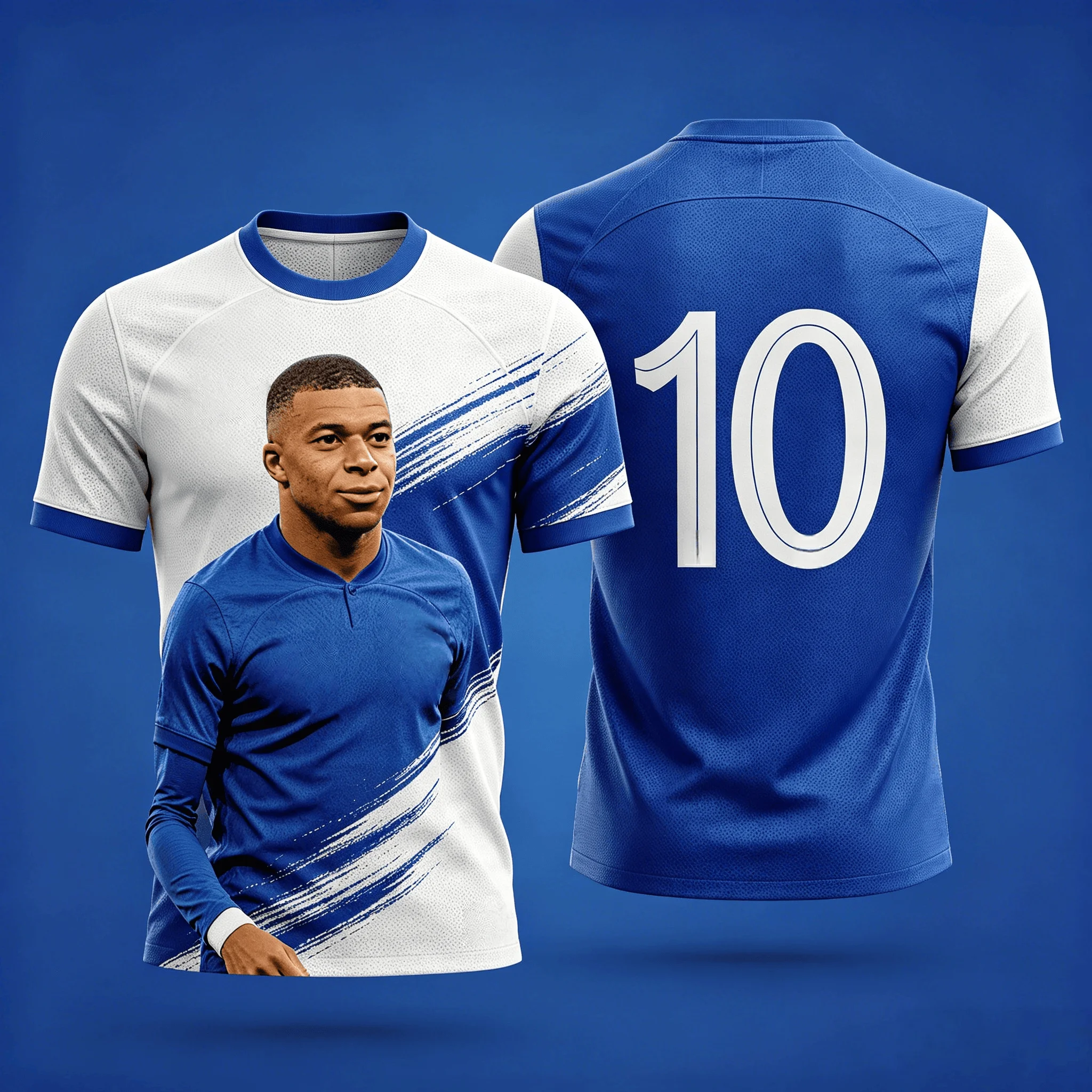 Mbappe No.10 Jersey, Breathable Mesh Fabric, Portrait Print, Digital Print, Plus Size, Breathable Family Machingkids T-shirt
