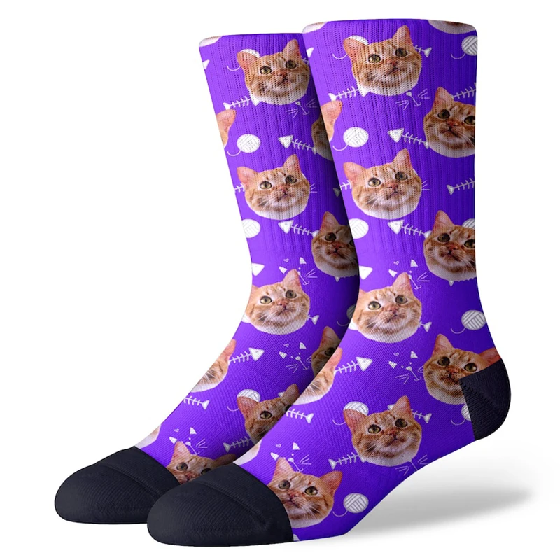 Customize your pet cat face socks to provide fashionable socks for family friends to commemorate the holiday surprise gift - view 4